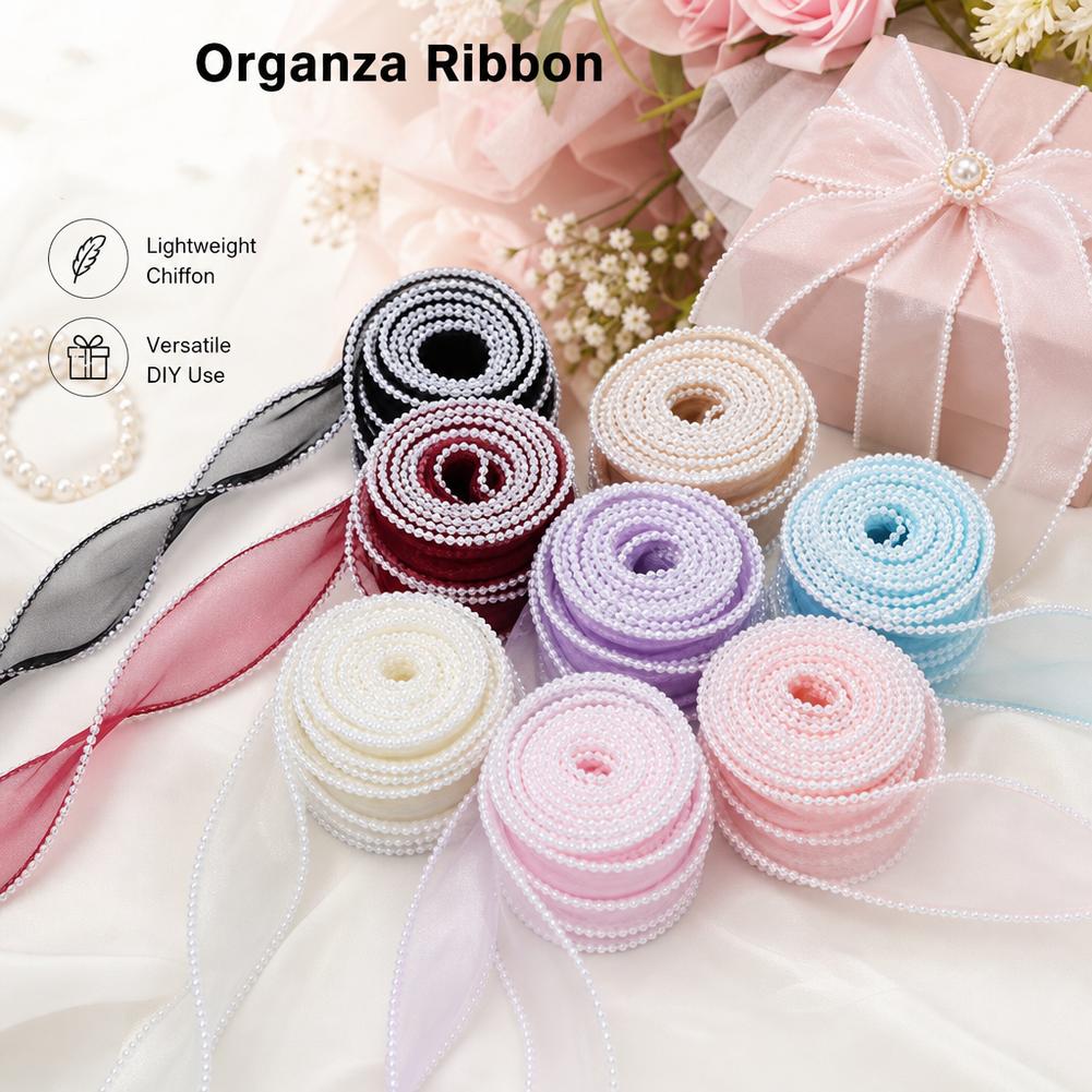 5 ярдов/рулон, 4 см, жемчужная – обзор и цена Ribbon Organza Roll